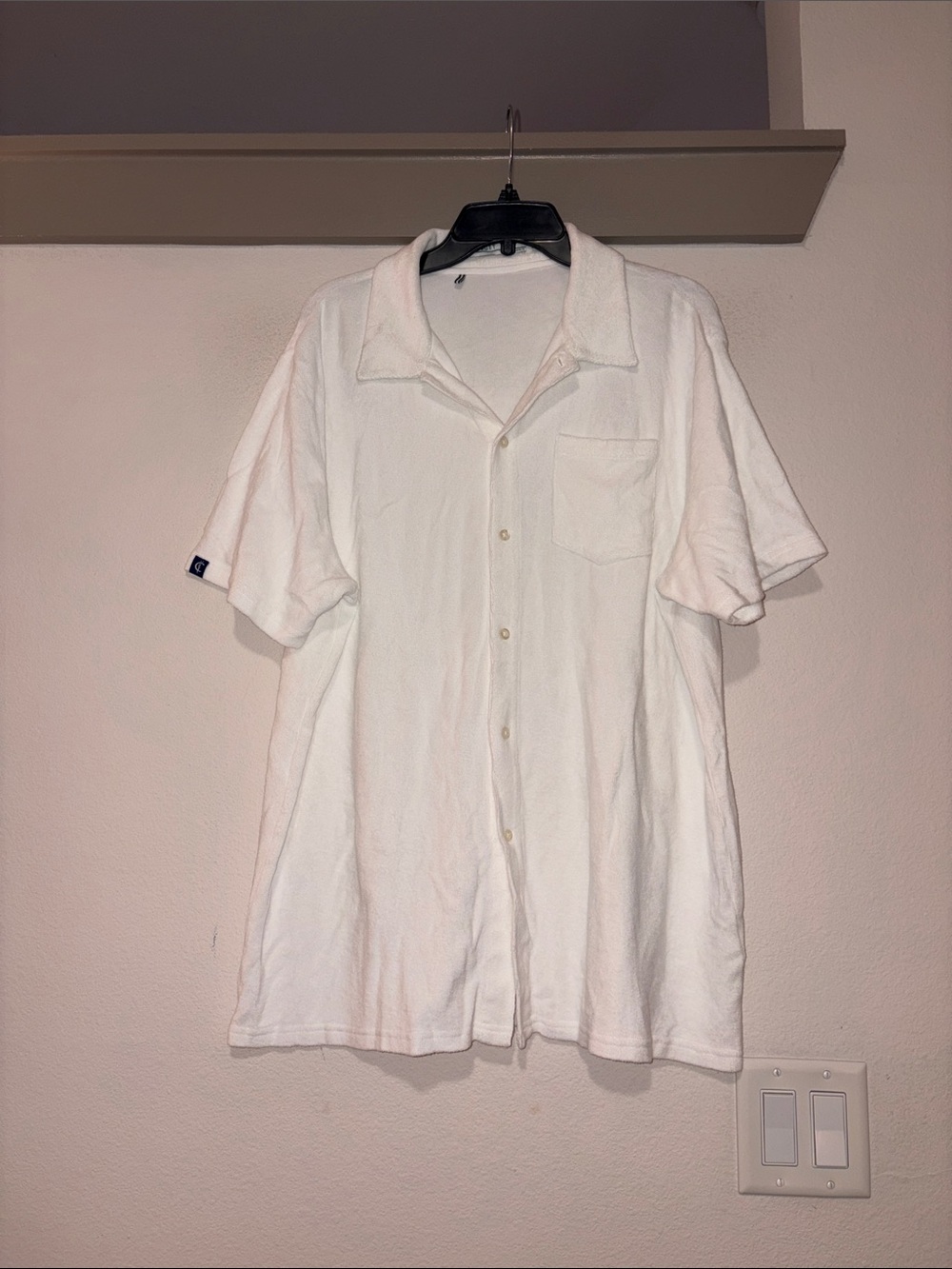 Criquet Men’s White Terrycloth Button Down Shirt SZ XL NWOT